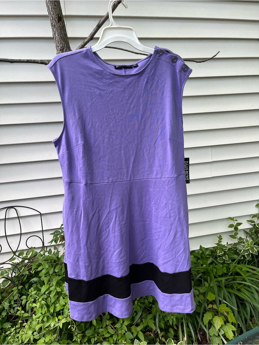 New York & Company Purple Sleeveless Shift Dress with Black Trim